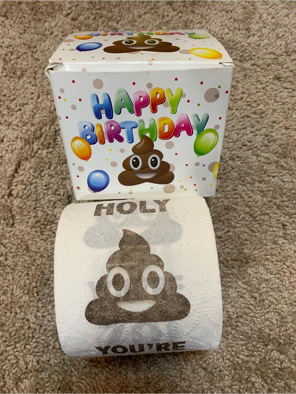 Novelty 70th Happy Birthday Poop Emoji Toilet Paper - Party Gag